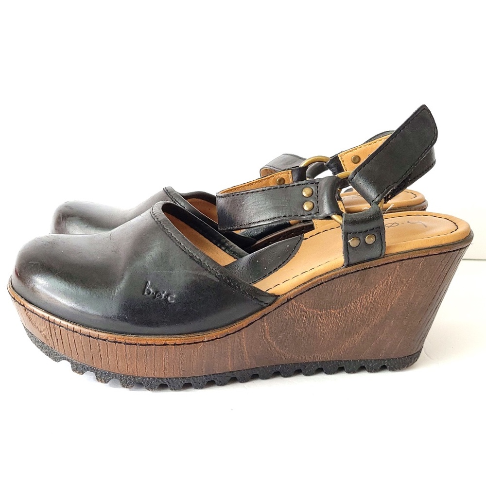 B.O.C Leather wedge clog